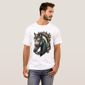 ビンテージの彫刻の馬の頭のベクター Tシャツ (正面フル)