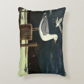 ビンテージの波止に止まるアジサシ、海洋の動物 アクセントクッション (正面(垂直))