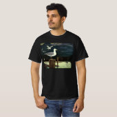 ビンテージの波止に止まるアジサシ、海洋の動物 Tシャツ (正面フル)