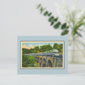 ビンテージの流線型列車ストリーミングロイヤルブルー ポストカード (スタンド正面)