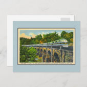 ビンテージの流線型列車ストリーミングロイヤルブルー ポストカード (正面/裏面)