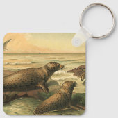 ビンテージの海のヒョウアザラシ、野生動物 キーホルダー (裏面)