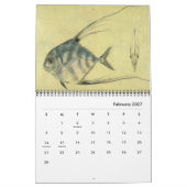 ビンテージの海洋生物 魚、海洋と河川 カレンダー (2月 2027)