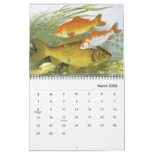ビンテージの海洋生物 魚、海洋と河川 カレンダー (3月 2026)