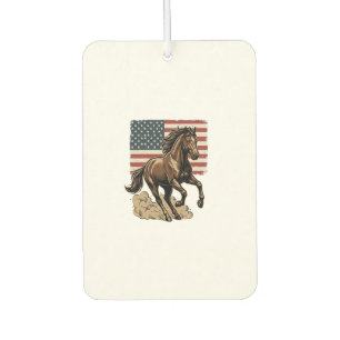 ビンテージの疾走馬アメリカ国旗Tシャツデザイン カーエアーフレッシュナー