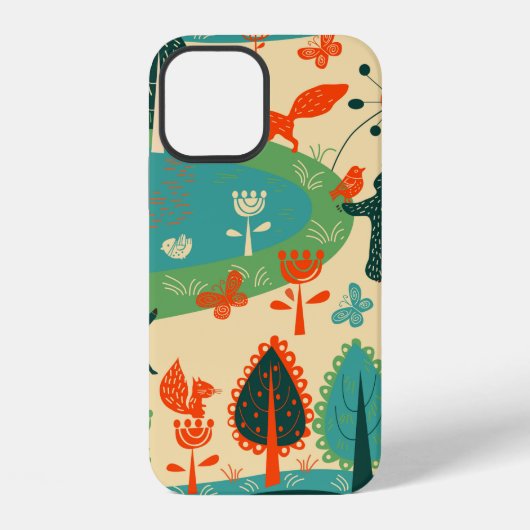 ビンテージの背景と獣 iPhoneケース (裏面)