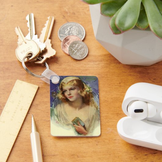 ビンテージの花嫁が聖書を持って、宗教的な結婚式 キーホルダー (デスク)