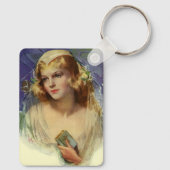 ビンテージの花嫁が聖書を持って、宗教的な結婚式 キーホルダー (裏面)