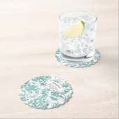 ビンテージの花柄ターコイズトワルドジューイ ペーパーコースター (インサイチュ)