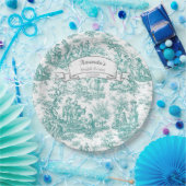 ビンテージの花柄ターコイズトワルドジューイ ペーパープレート (パーティー)