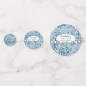 ビンテージの花柄ブルー・ターコイズ・トワル・ド・ジュイ コンフェッティ (正面)