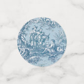 ビンテージの花柄ブルー・ターコイズ・トワル・ド・ジュイ コンフェッティ (スモール正面)