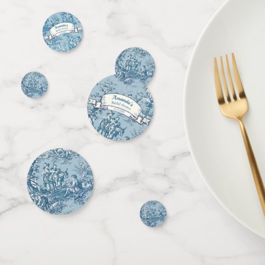 ビンテージの花柄ブルー・ターコイズ・トワル・ド・ジュイ コンフェッティ (グループ)