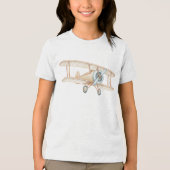 ビンテージの複葉機飛行機イラスト トライブレンドTシャツ (正面)