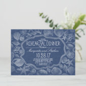 ビンテージの貝殻を使った海辺のナウティカルなリハーサルディナー 招待状 (スタンド正面)