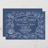 ビンテージの貝殻を使った海辺のナウティカルなリハーサルディナー 招待状 (正面/裏面)