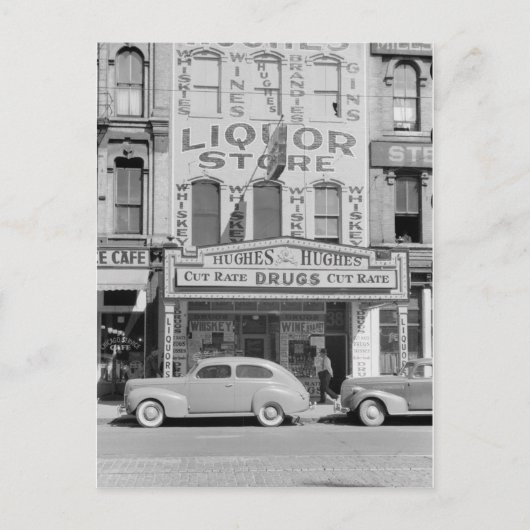 ビンテージの酒屋の写真 ポストカード (正面)