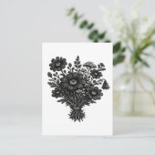 ビンテージの野の花の木版画の植物画フラワーアート ポストカード (スタンド正面)