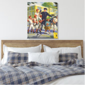 ビンテージの野球少年と交通整理の警官 キャンバスプリント (インサイチュ (寝室))