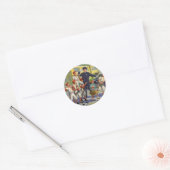 ビンテージの野球少年と警察の横断歩行者 ラウンドシール (封筒)