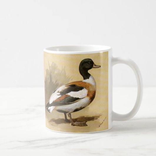 ビンテージの野生動物 鳥類、マガモ コーヒーマグカップ (右)