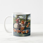 ビンテージの野生動物 鳥, ヒナ ガチョウの家族 コーヒーマグカップ (左)
