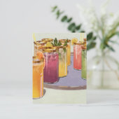 ビンテージの飲み物、トレー上の氷の入ったコップの飲料 ポストカード (スタンド正面)