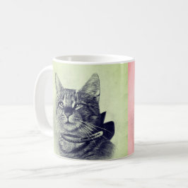 ビンテージの首輪をつけた猫 コーヒーマグカップ