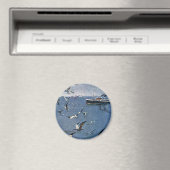 ビンテージの鳥と動物、トンビと漁船 マグネット (インサイチュ (食洗機))