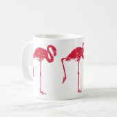 ビンテージの鳥、片足を上げたピンクのフラミンゴ コーヒーマグカップ (正面左)