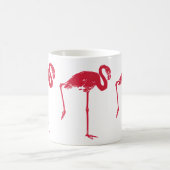 ビンテージの鳥、片足を上げたピンクのフラミンゴ コーヒーマグカップ (中央)