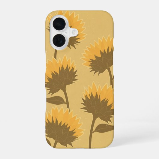 ビンテージひまわりのつぼみ iPhone 16ケース (裏面)