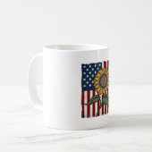 ビンテージひまわりアメリカ国旗 コーヒーマグカップ (正面左)