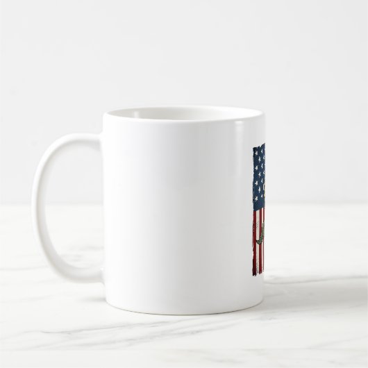 ビンテージひまわりアメリカ国旗 コーヒーマグカップ (左)