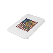 ビンテージひまわりアメリカ国旗 バスマット (アングル)
