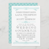 ビンテージアクアターコイズタイポグラフィーウェディング招待状 招待状 (正面/裏面)