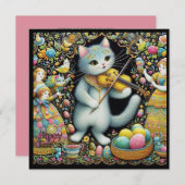 ビンテージイースター 〜 HAPPY EASTER 〜 ネコとフィドル 〜 シーズンカード (正面/裏面)