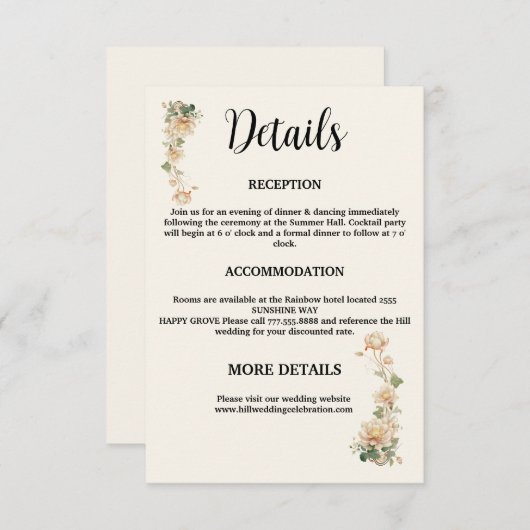 ビンテージウェディングロータス花 エンクロージャーカード (正面/裏面)