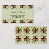 ビンテージウェディング、ハミングバードと花 エンクロージャーカード (正面/裏面)