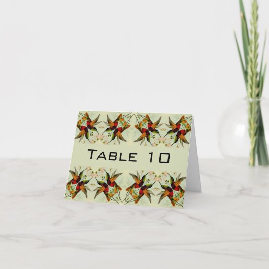 ビンテージウェディング、ハミングバードと花 サンキューカード (正面)