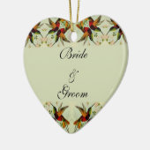 ビンテージウェディング、ハミングバードと花 セラミックオーナメント (左)