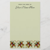 ビンテージウェディング、ハミングバードと花 便箋 (正面)