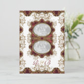 ビンテージウェディング　バーガンディーゴールド 招待状 (スタンド正面)