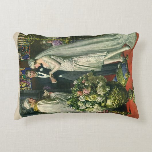 ビンテージウェディング、新郎新婦と(ユダヤ教)メノラー アクセントクッション (正面)