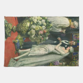 ビンテージウェディング、新郎新婦と（ユダヤ教）メノラー キッチンタオル (横)