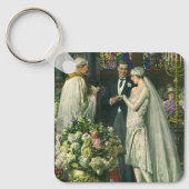 ビンテージウェディング、新郎新婦と(ユダヤ教)メノラー キーホルダー (正面)