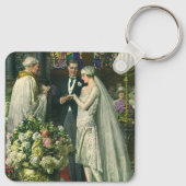 ビンテージウェディング、新郎新婦と(ユダヤ教)メノラー キーホルダー (裏面)