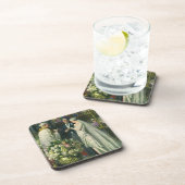 ビンテージウェディング、新郎新婦と(ユダヤ教)メノラー コースター (右側)