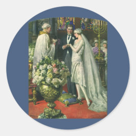 ビンテージウェディング、新郎新婦と（ユダヤ教）メノラー ラウンドシール