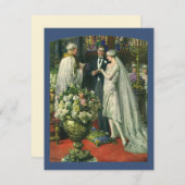 ビンテージウェディング、新郎新婦と（ユダヤ教）メノラー 招待状 (正面/裏面)